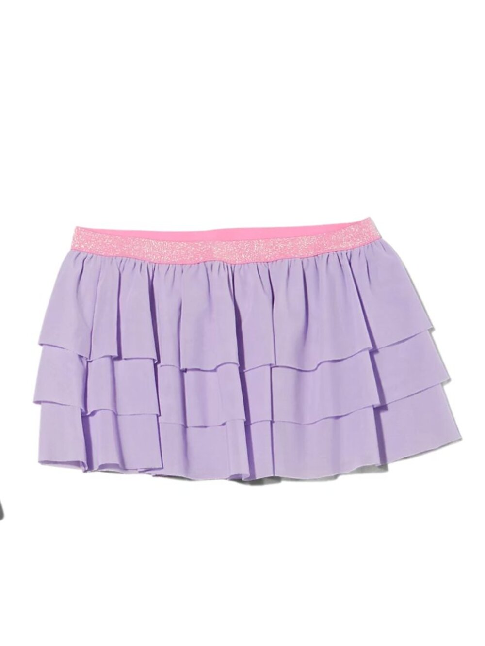 O'Rageous Girls' 6X Playful Swimsuit Skirt in lilac tiered ruffle mini - Picture 7 of 7